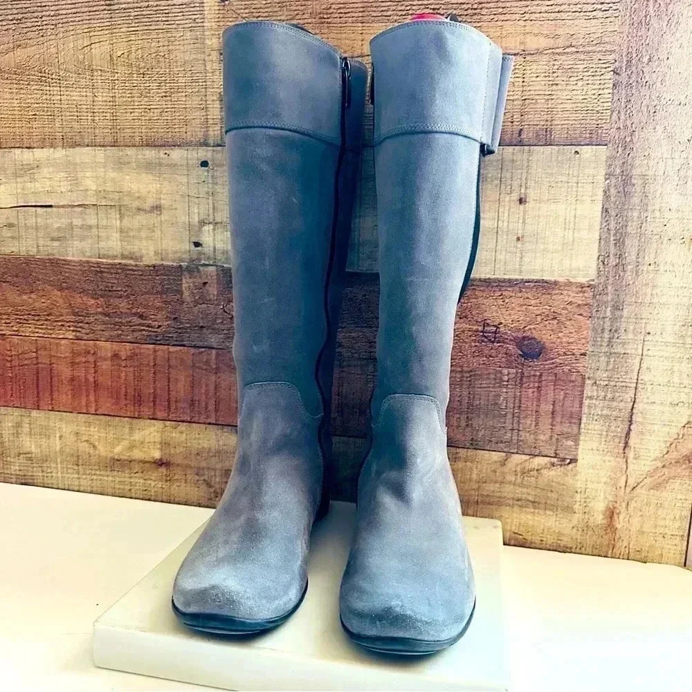 Paul Green Abby Riding Tall Suede/Leather Stretch Zip Up Boots